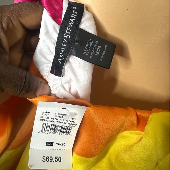 Ashley Stewart Women's Striped Colors Strapless Wide Leg Jumpsuit Size 18/20 NWT - Picture 6 of 14